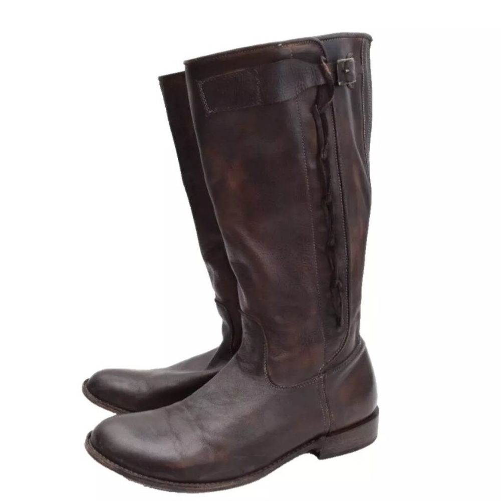 BED STU Cobbler Series 608 Riding Boots Brown Loop Detail Leather Sz 11